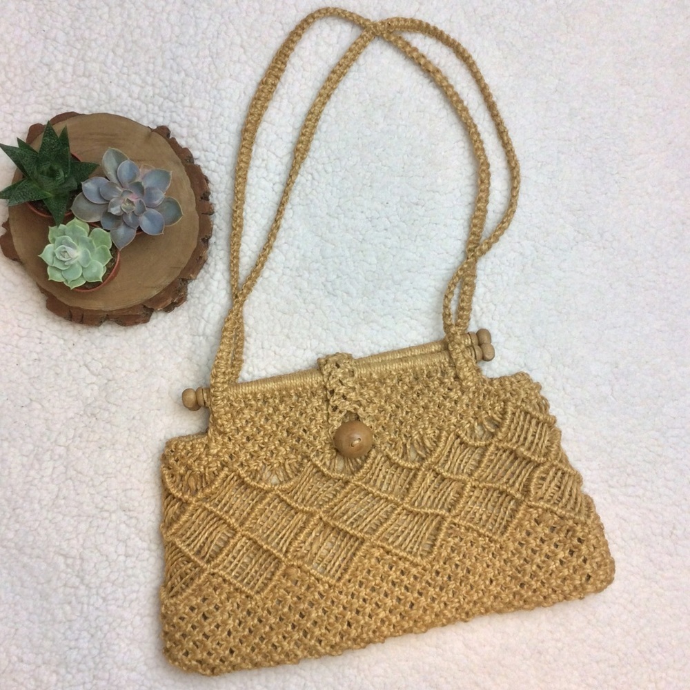 Vintage Hand-Woven Purse | Macrame Market Bag